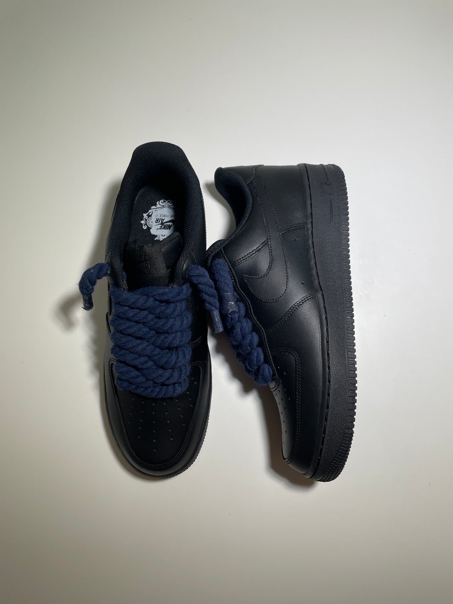 Nike Air Force 1 Černé Rope Tkaničky Tmavě Modré