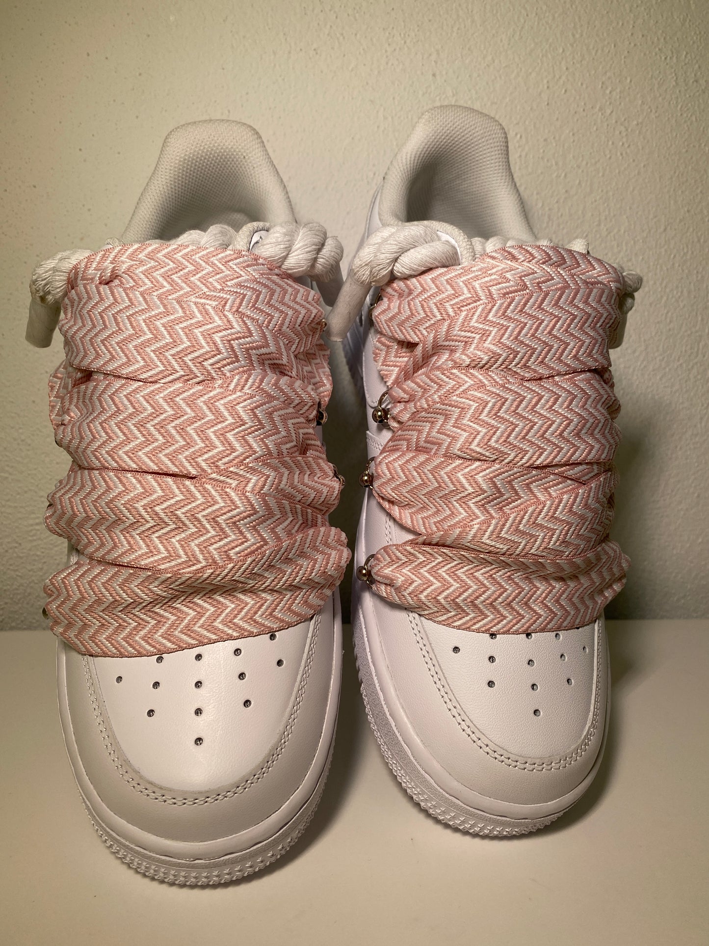 Nike Air Force 1 Bílé Lanvin Rope Tkaničky Růžové