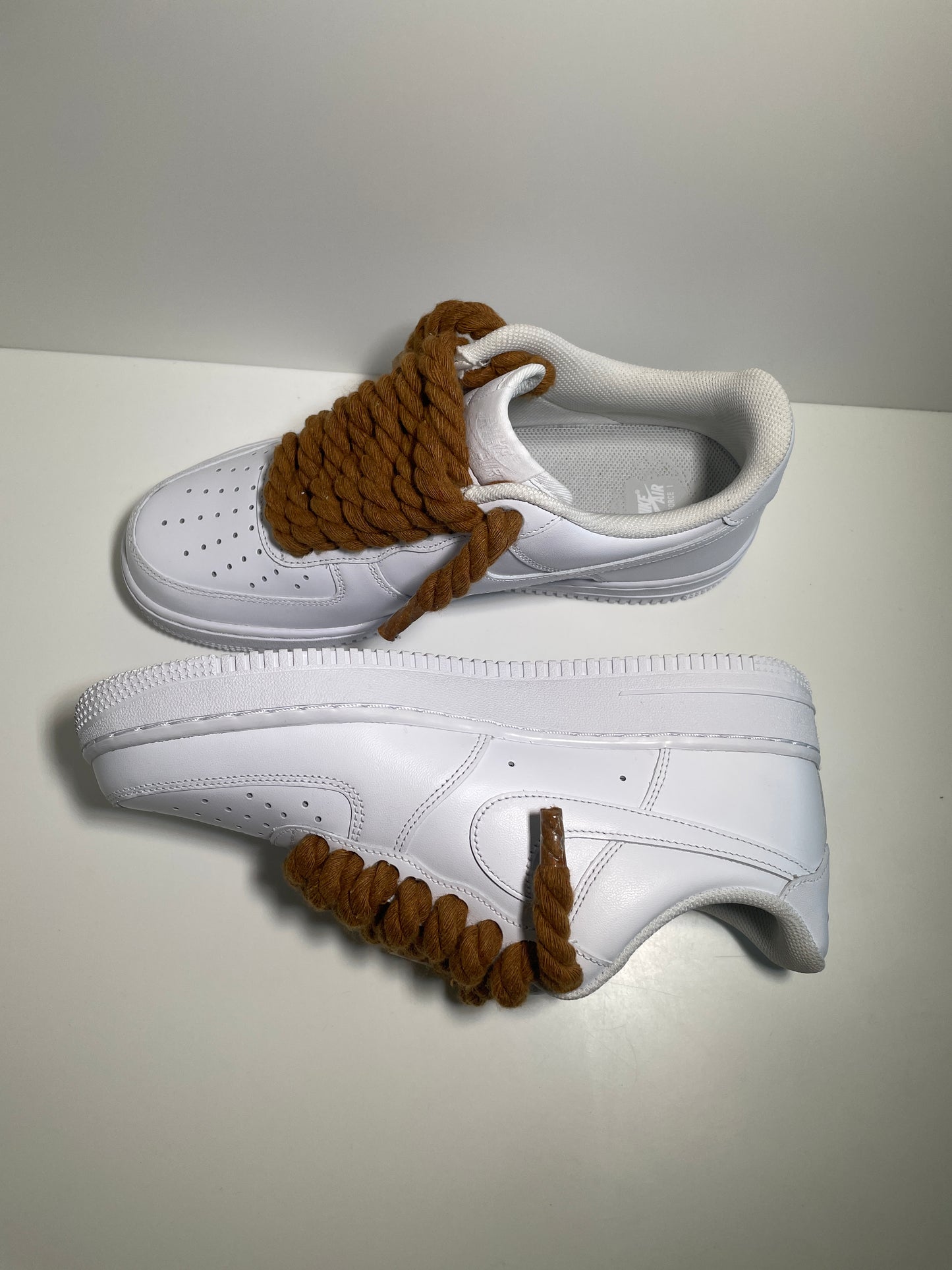 Nike Air Force 1 Bílé Rope Tkaničky Hnědé