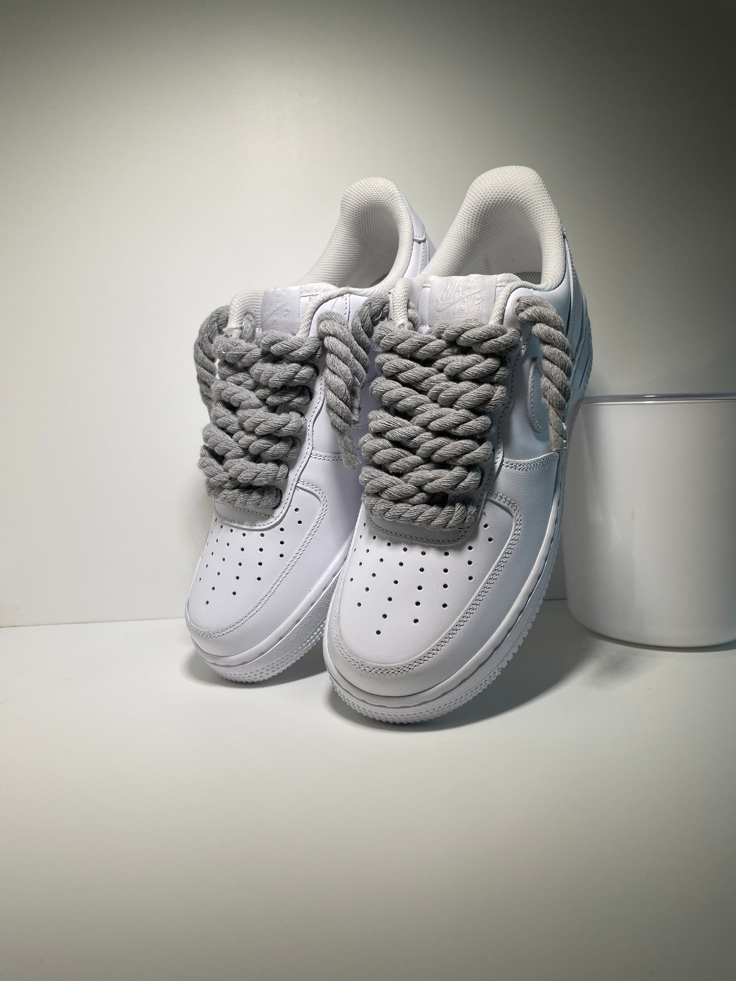 Nike Air Force 1 Bílé Rope Tkaničky Šedé