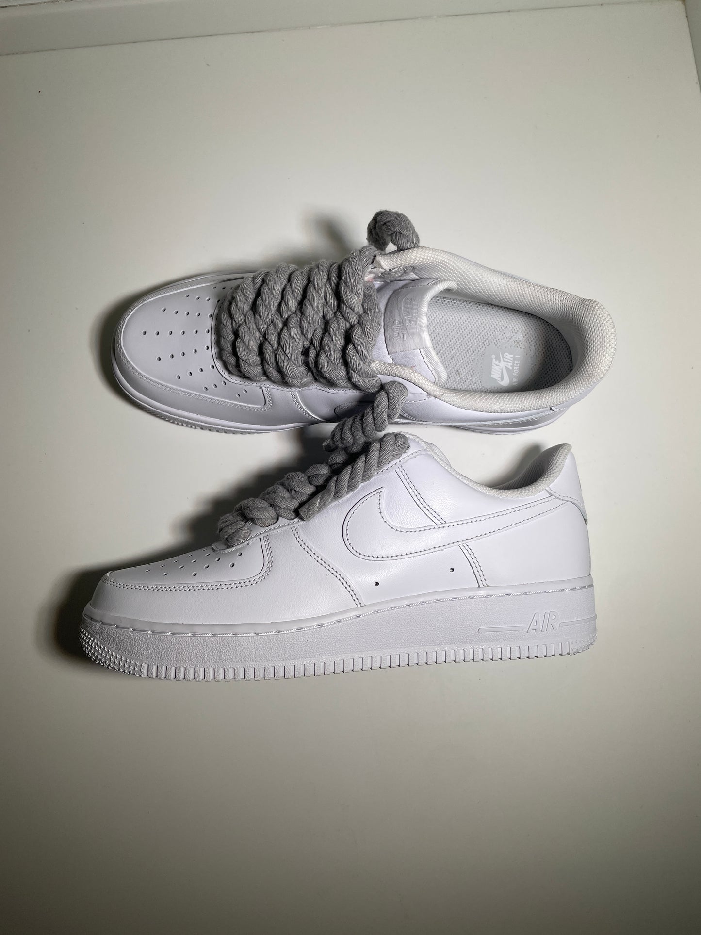 Nike Air Force 1 Bílé Rope Tkaničky Šedé