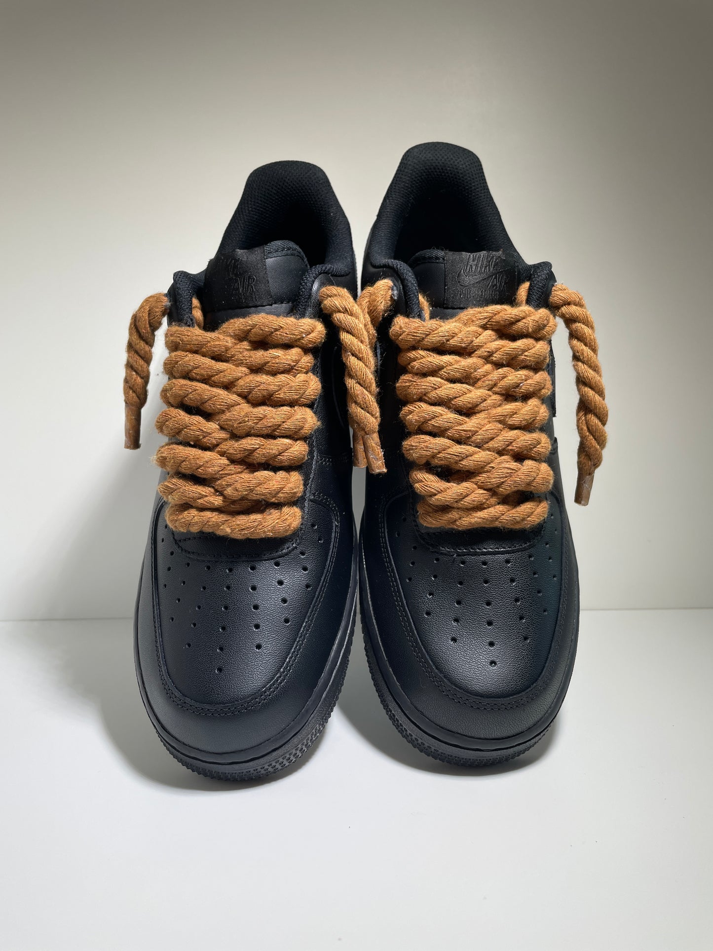 Nike Air Force 1 Černé Rope Tkaničky Hnědé