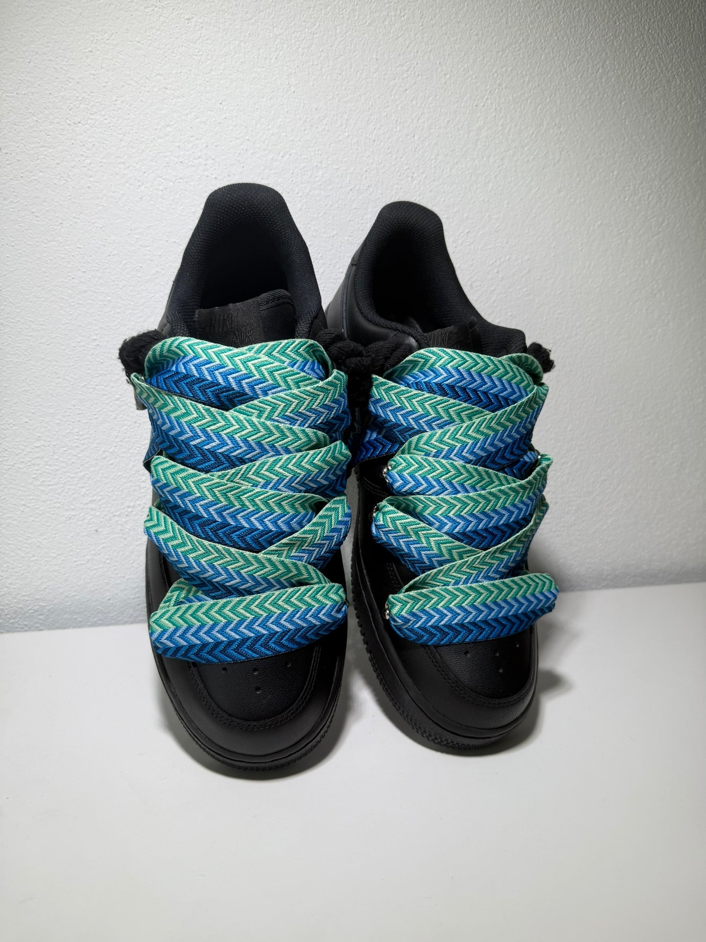 Nike Air Force 1 Černé Lanvin Rope Tkaničky Oceánové