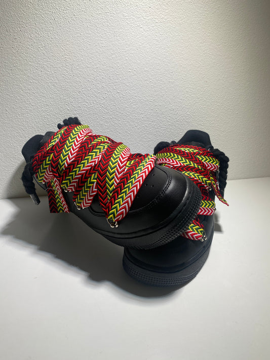 Nike Air Force 1 Černé Lanvin Rope Tkaničky Multicolor