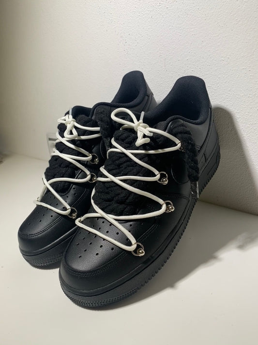 Nike Air Force 1 Black Double Tkaničky Black white