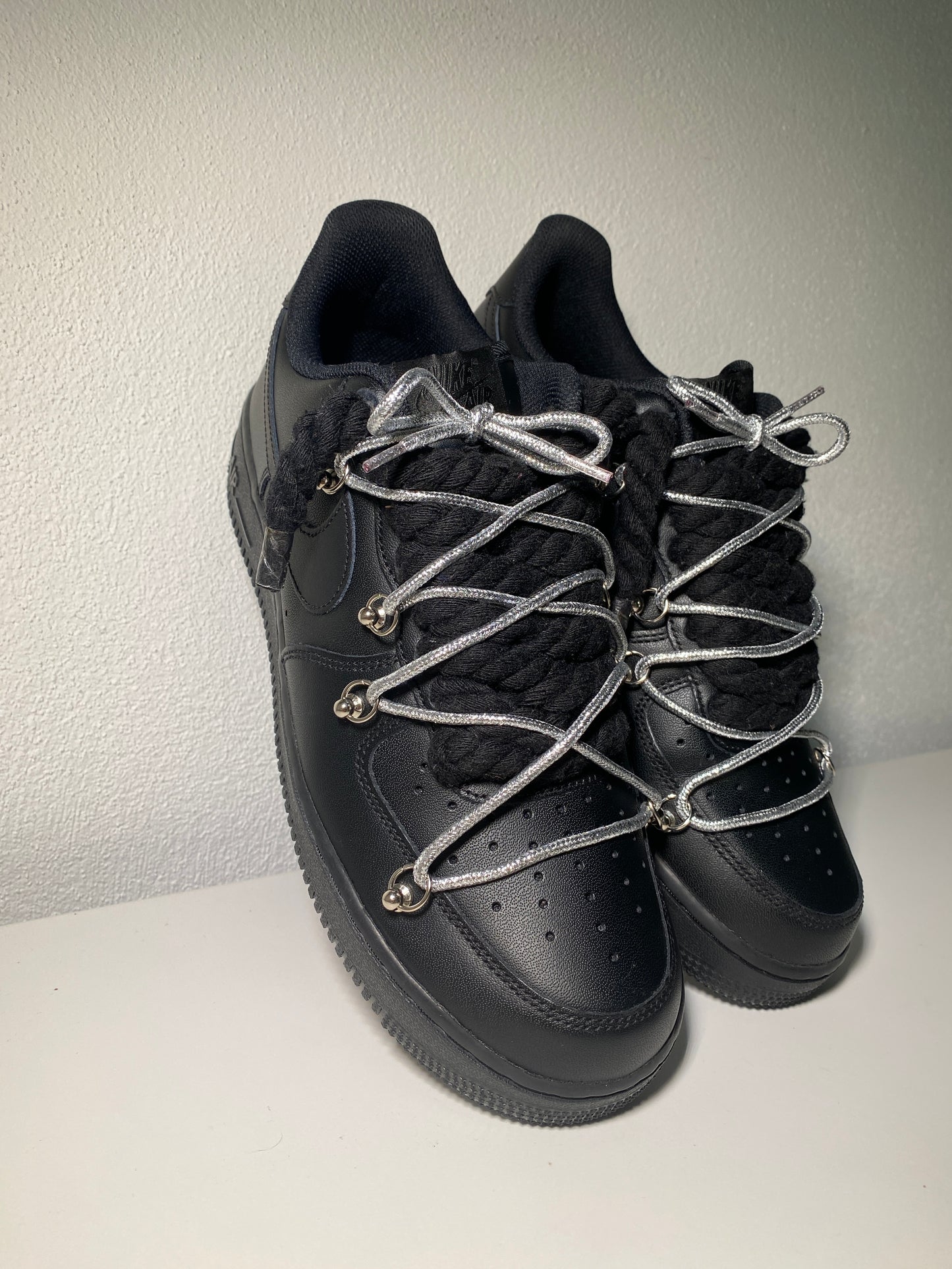 Nike Air Force 1 Black Double Tkaničky Black Silver