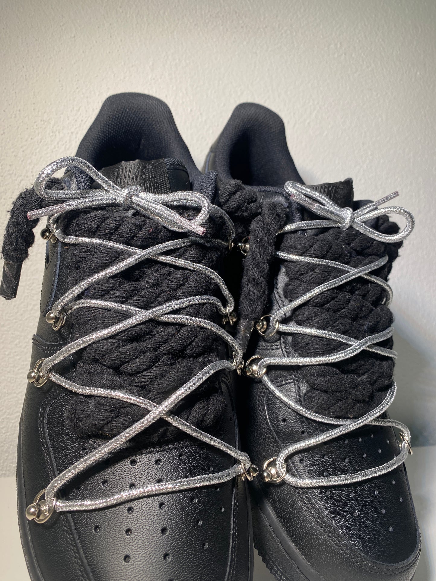 Nike Air Force 1 Black Double Tkaničky Black Silver