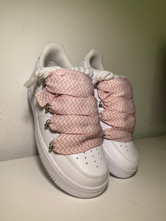 Nike Air Force 1 Bílé Lanvin Rope Tkaničky Růžové