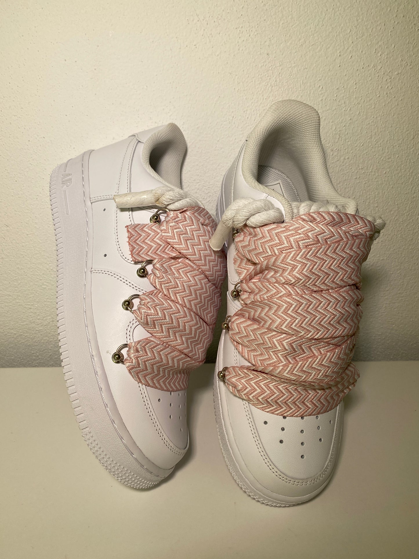 Nike Air Force 1 Bílé Lanvin Rope Tkaničky Růžové