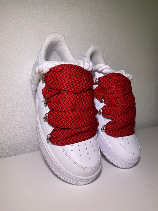 Nike Air Force 1 Bílé Lanvin Rope Tkaničky Červené