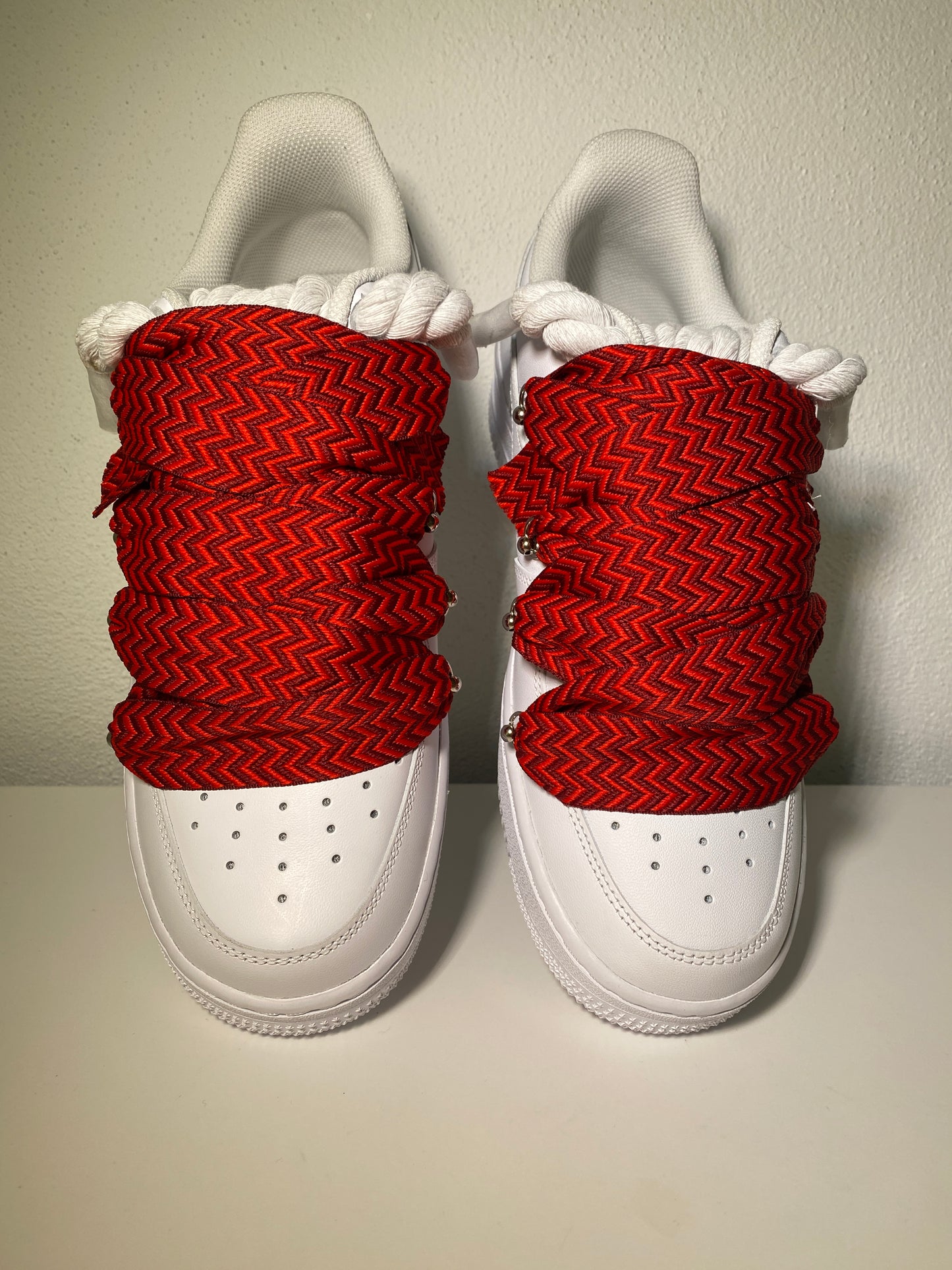 Nike Air Force 1 Bílé Lanvin Rope Tkaničky Červené
