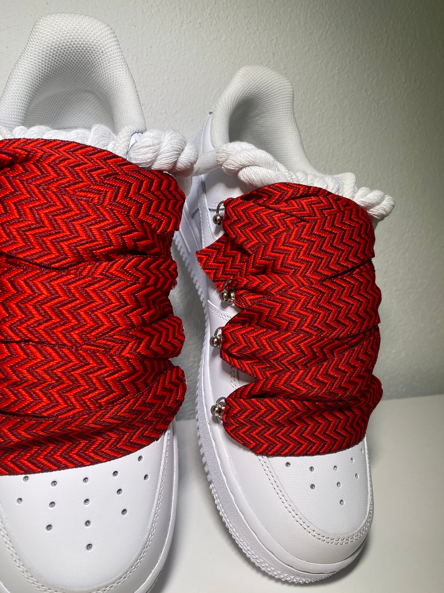 Nike Air Force 1 Bílé Lanvin Rope Tkaničky Červené