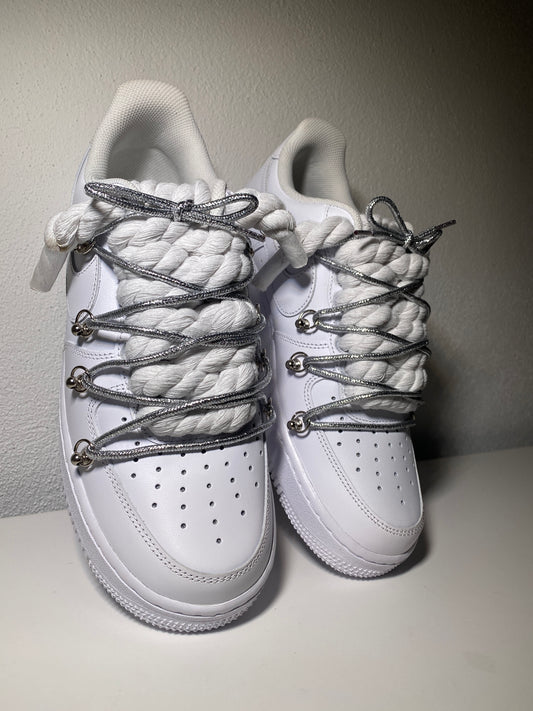 Nike Air Force 1 White Double Tkaničky White Silver