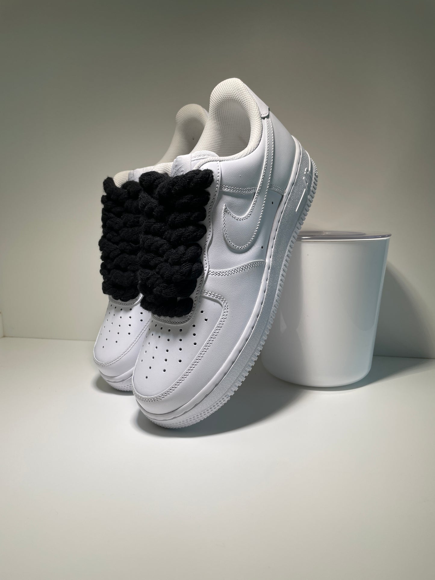 Nike Air Force 1 Bílé Rope Tkaničky Černé