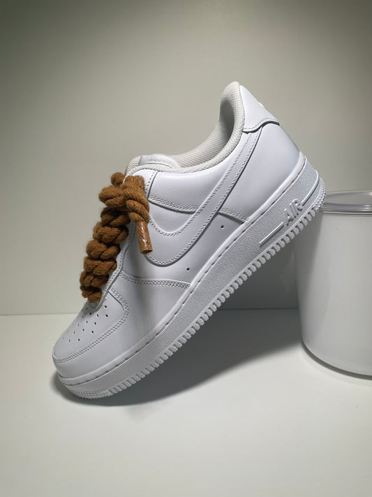 Nike Air Force 1 Bílé Rope Tkaničky Hnědé