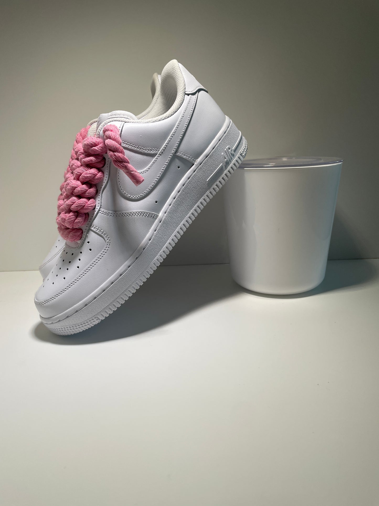 Nike Air Force 1 Bílé Rope Tkaničky Růžové