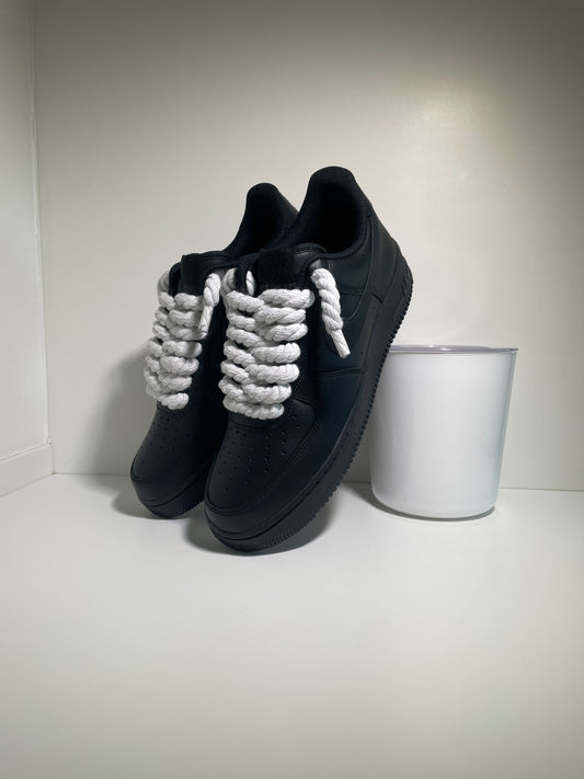 Nike Air Force 1 Černé Rope Tkaničky Bílé