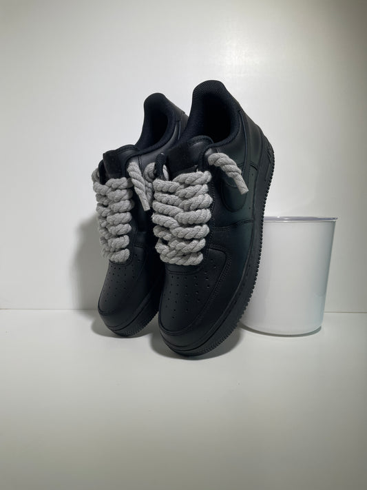 Nike Air Force 1 Černé Rope Tkaničky Šedé