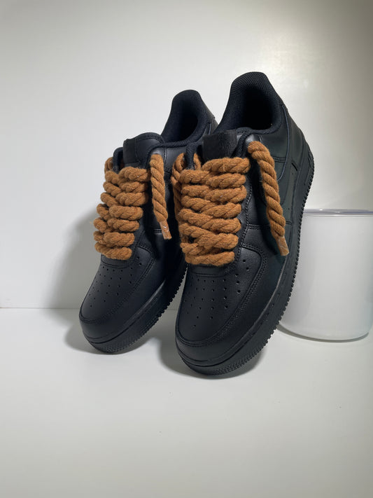 Nike Air Force 1 Černé Rope Tkaničky Hnědé