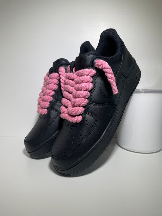 Nike Air Force 1 Černé Rope Tkaničky Růžová