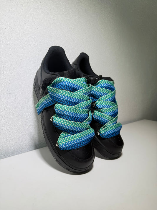 Nike Air Force 1 Černé Lanvin Rope Tkaničky Oceánové