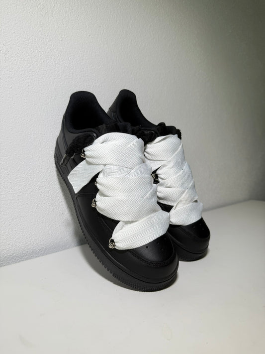 Nike Air Force 1 Černé Lanvin Rope Tkaničky Bílé