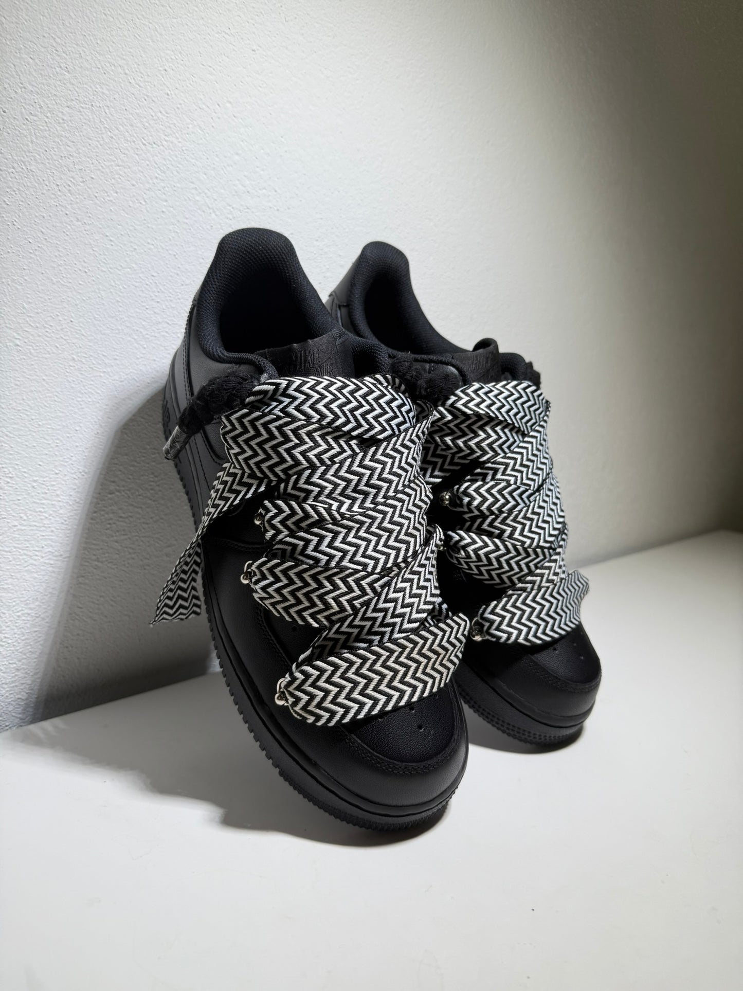Nike Air Force 1 Černé Lanvin Rope Tkaničky Černá/Bílá