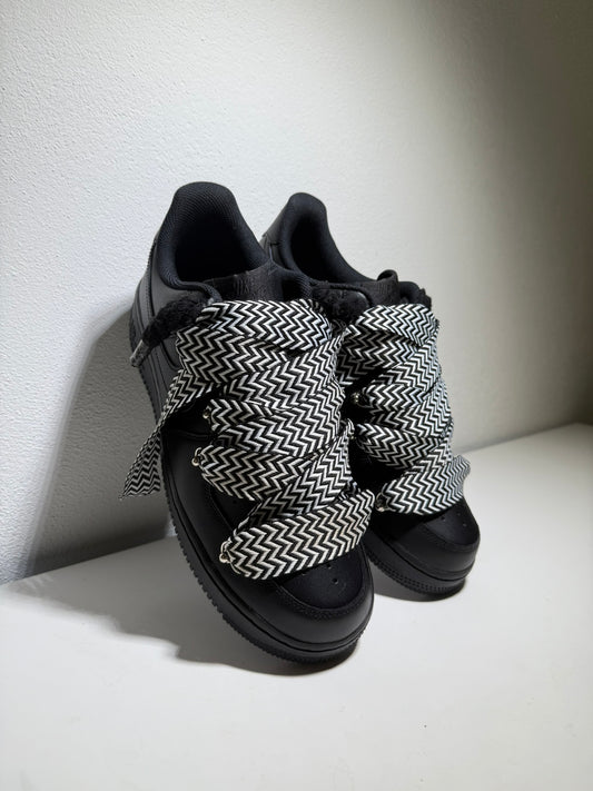 Nike Air Force 1 Černé Lanvin Rope Tkaničky Černá/Bílá