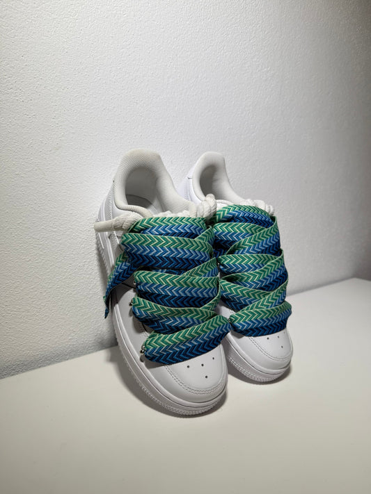 Nike Air Force 1 Bílé Lanvin Rope Tkaničky Oceánové